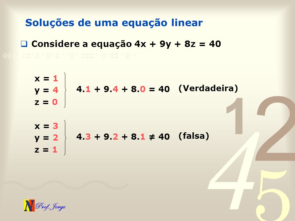 Soluções de uma equação linear