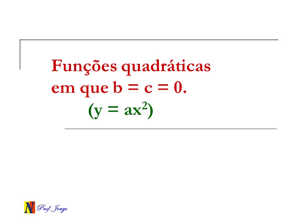 Funções quadráticas em que b = c = 0. (y = ax2)