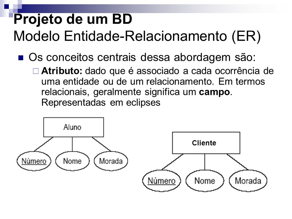 Projeto de um BD Modelo Entidade-Relacionamento (ER)