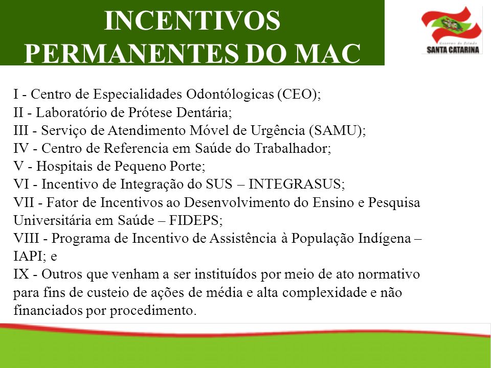 INCENTIVOS PERMANENTES DO MAC