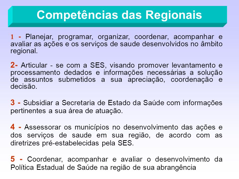 Competências das Regionais