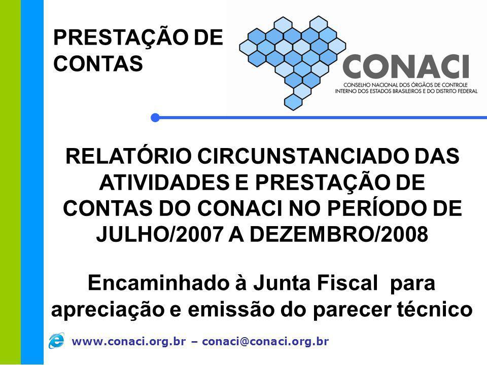 PRESTAÇÃO DE CONTAS RELATÓRIO CIRCUNSTANCIADO DAS ATIVIDADES E PRESTAÇÃO DE CONTAS DO CONACI NO PERÍODO DE.