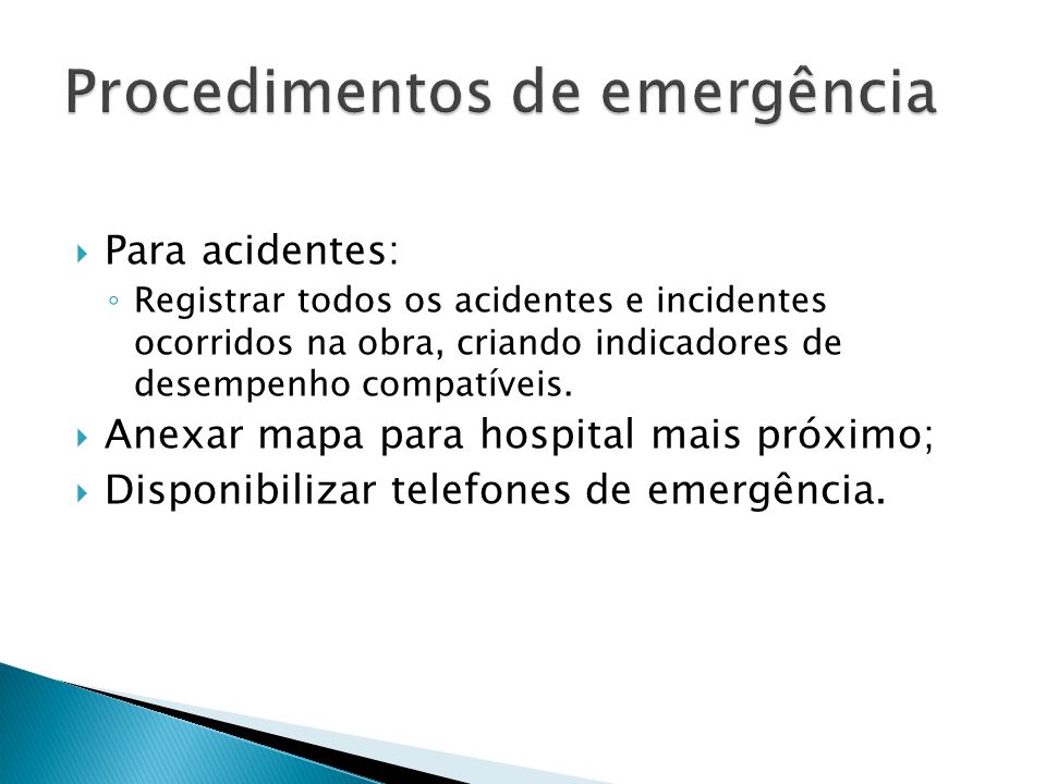 Procedimentos de emergência
