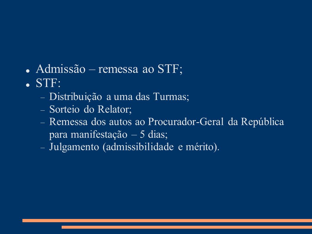 Admissão – remessa ao STF; STF: