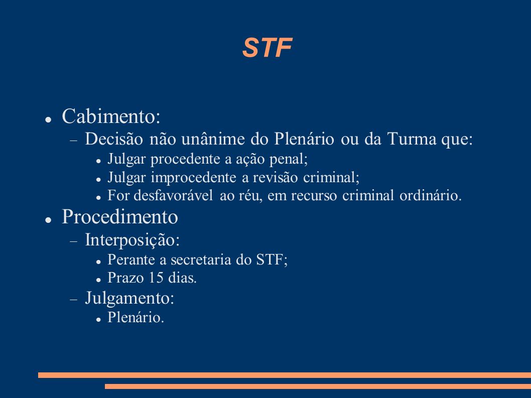 STF Cabimento: Procedimento