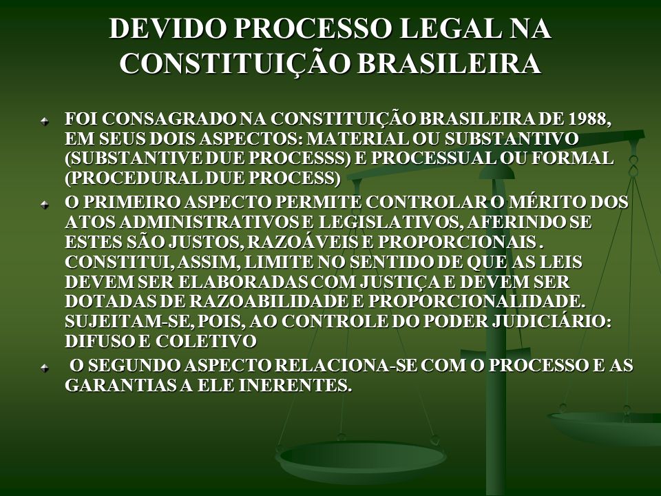 DEVIDO PROCESSO LEGAL NA CONSTITUIÇÃO BRASILEIRA