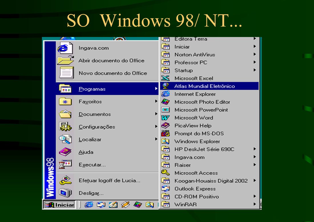 SO Windows 98/ NT... Pof. Marcelo