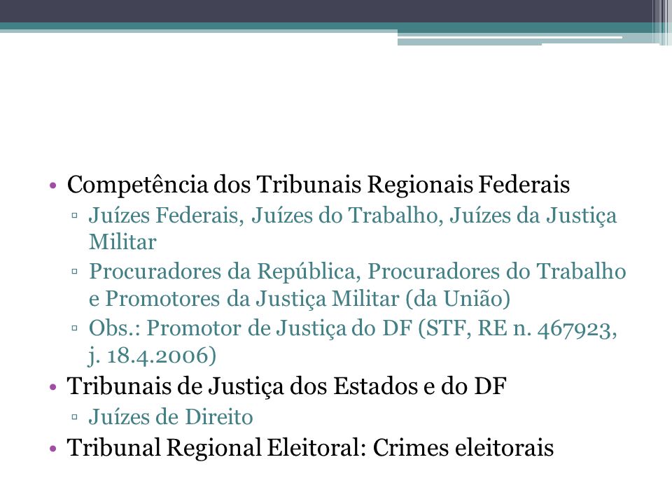 Competência dos Tribunais Regionais Federais