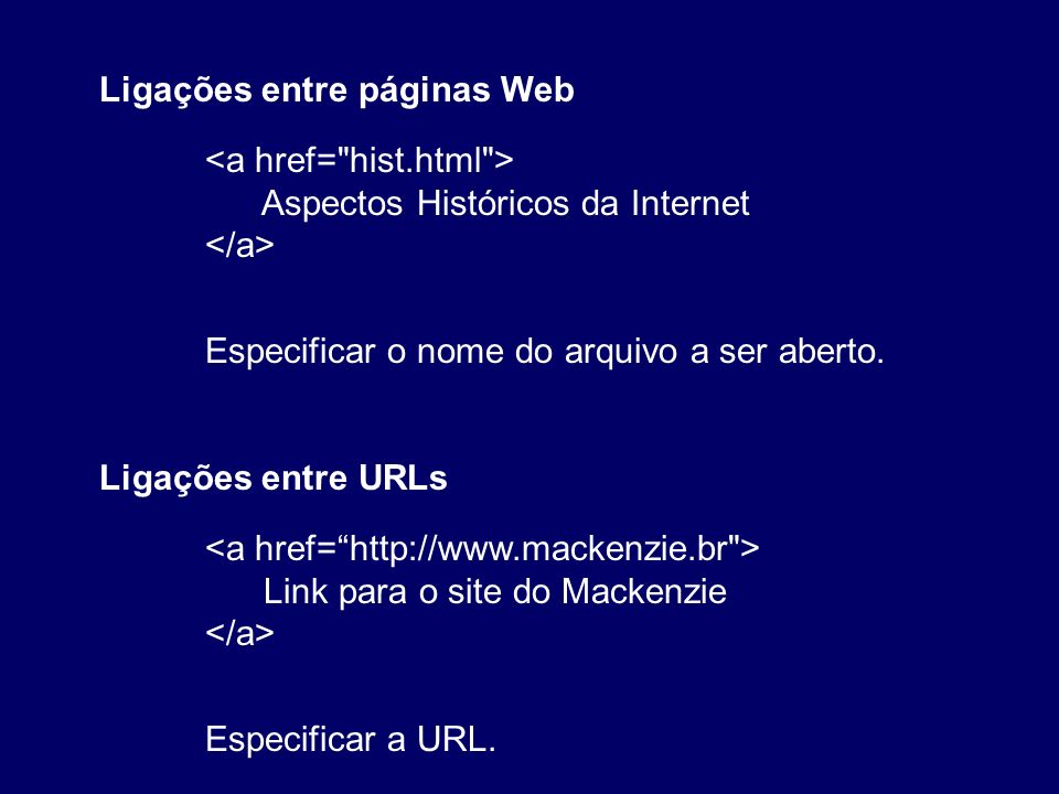 Ligações entre páginas Web