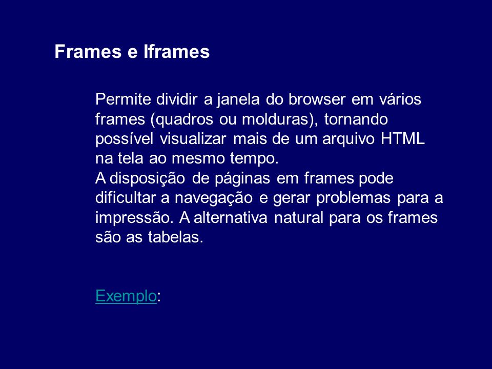 Frames e Iframes