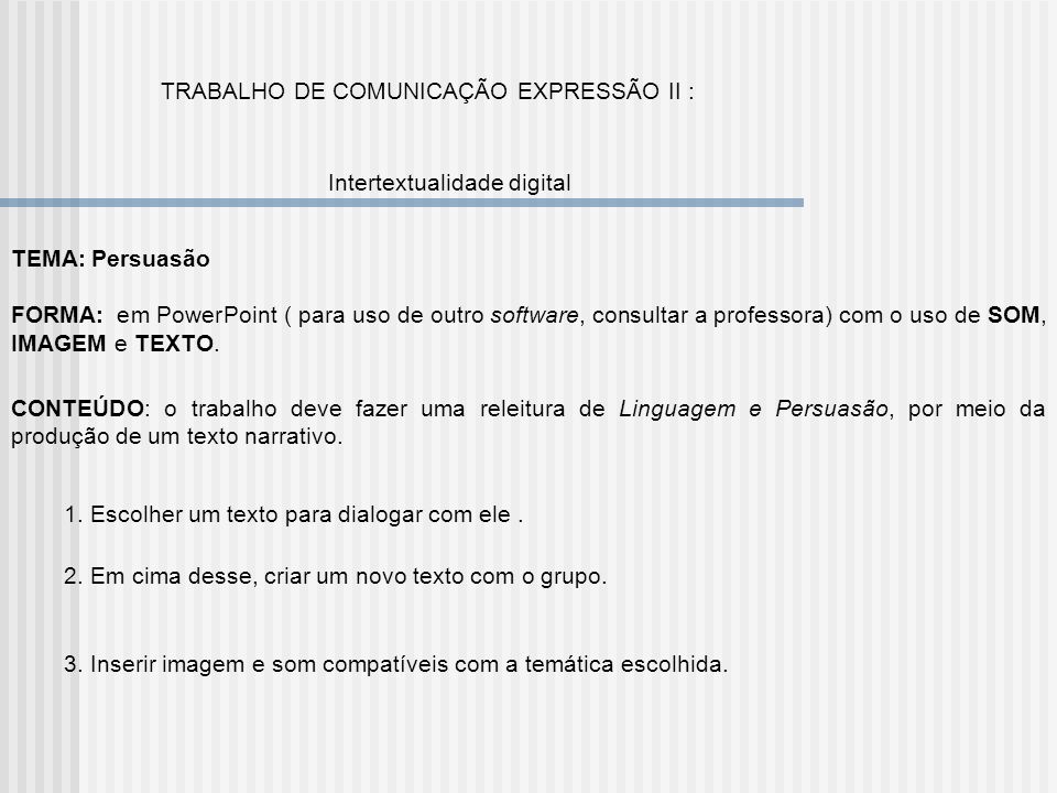 TRABALHO DE COMUNICAÇÃO EXPRESSÃO II :
