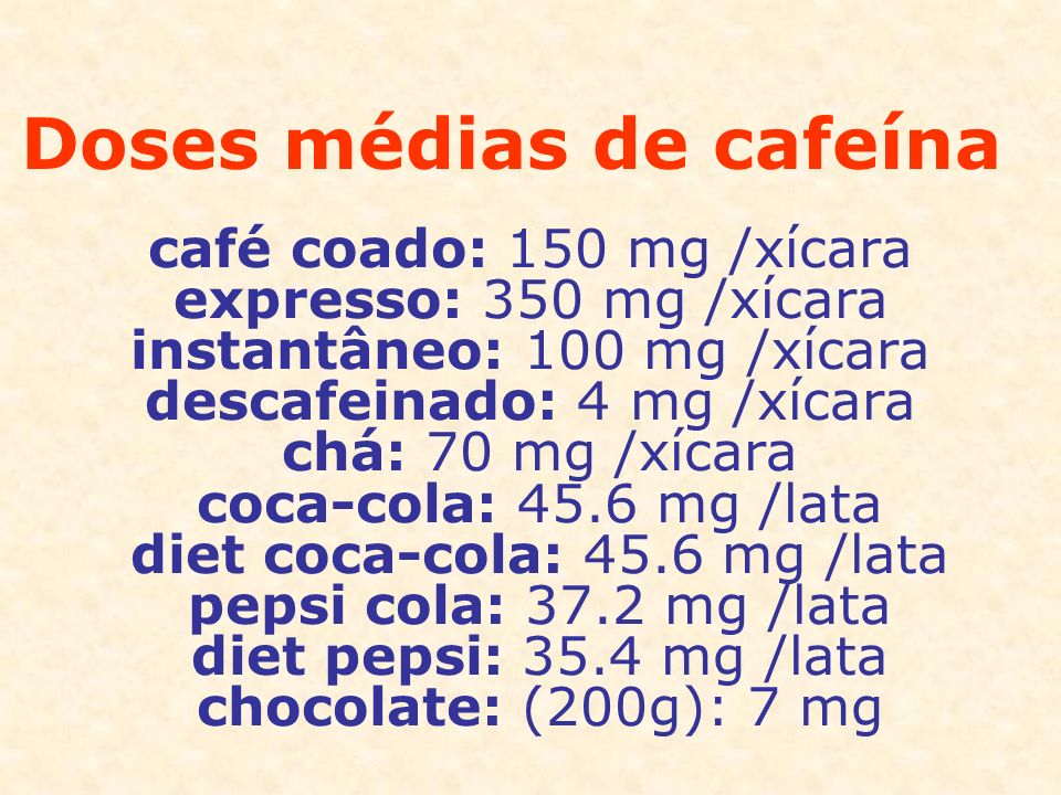 Doses médias de cafeína