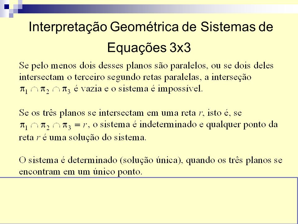 Interpretação Geométrica de Sistemas de Equações 3x3