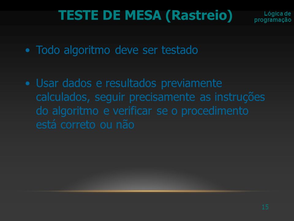 TESTE DE MESA (Rastreio)