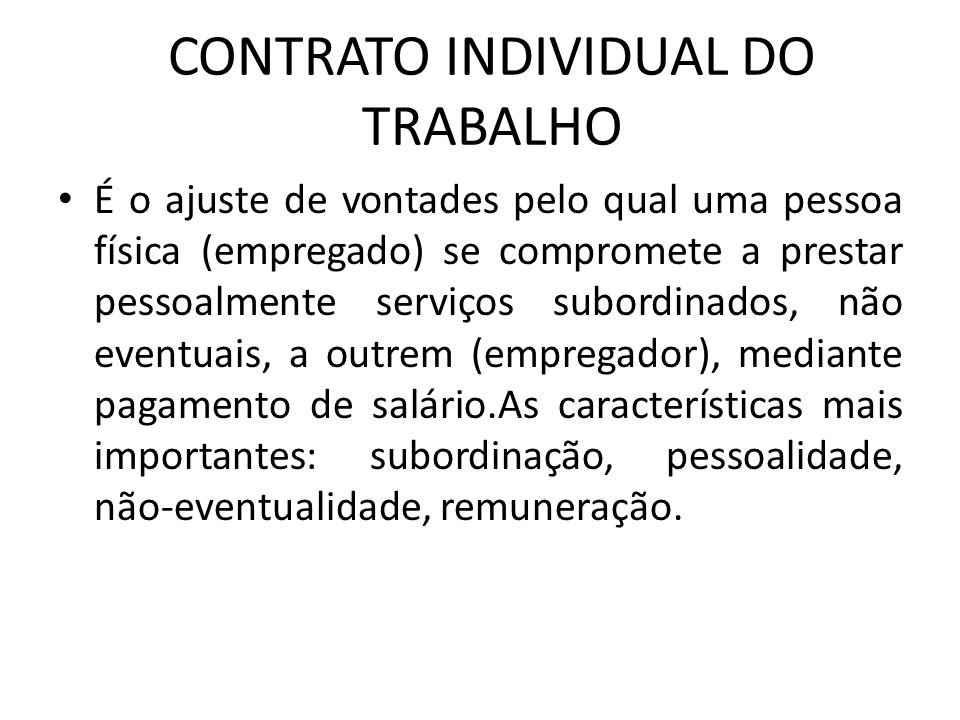 CONTRATO INDIVIDUAL DO TRABALHO