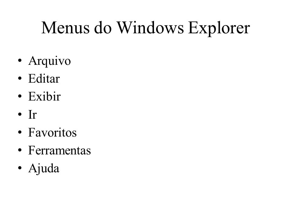Menus do Windows Explorer