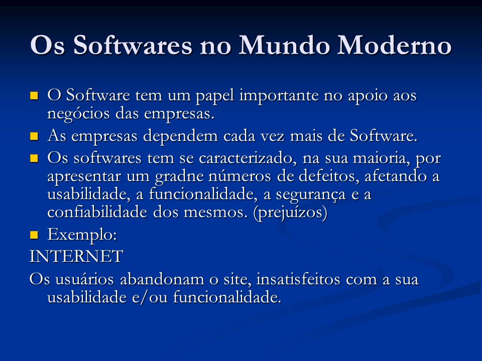 Os Softwares no Mundo Moderno