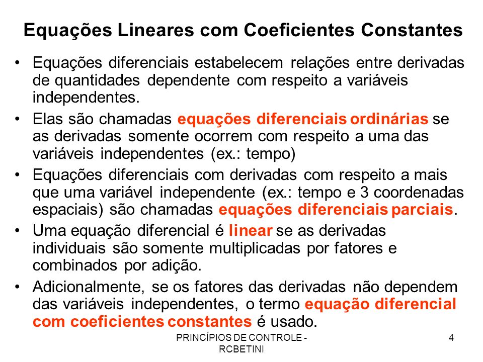 Equações Lineares com Coeficientes Constantes