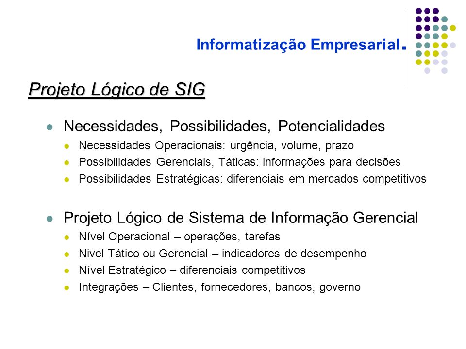 Informatização Empresarial.
