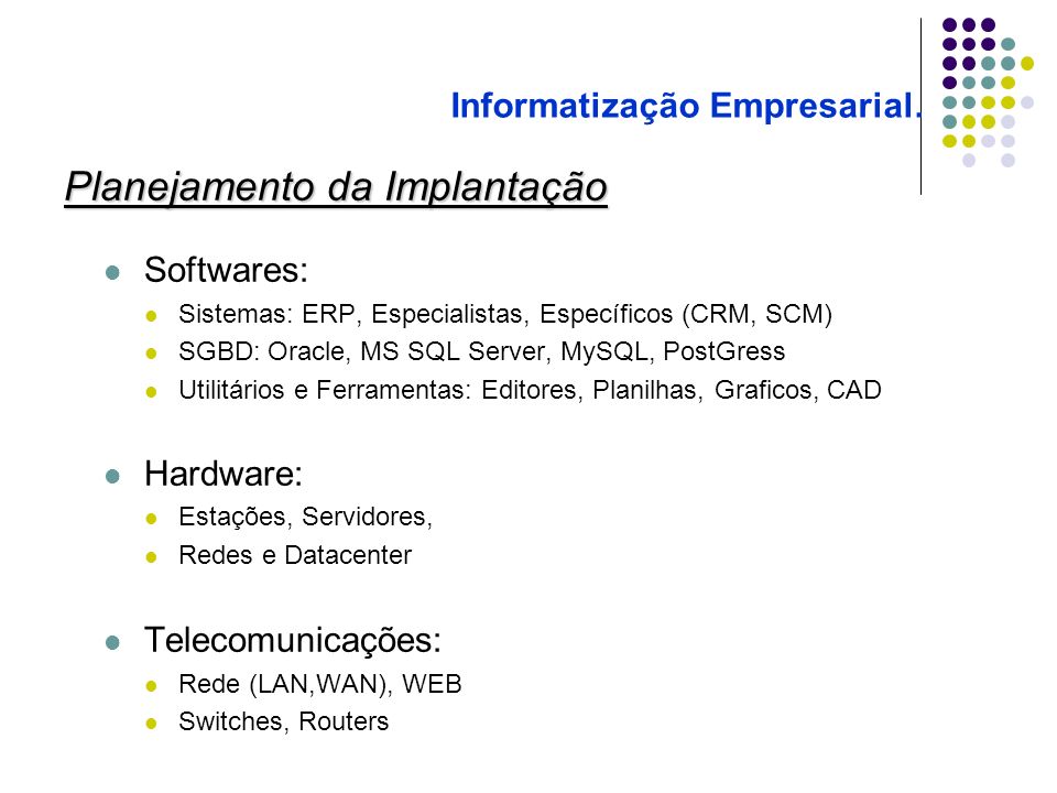 Informatização Empresarial.