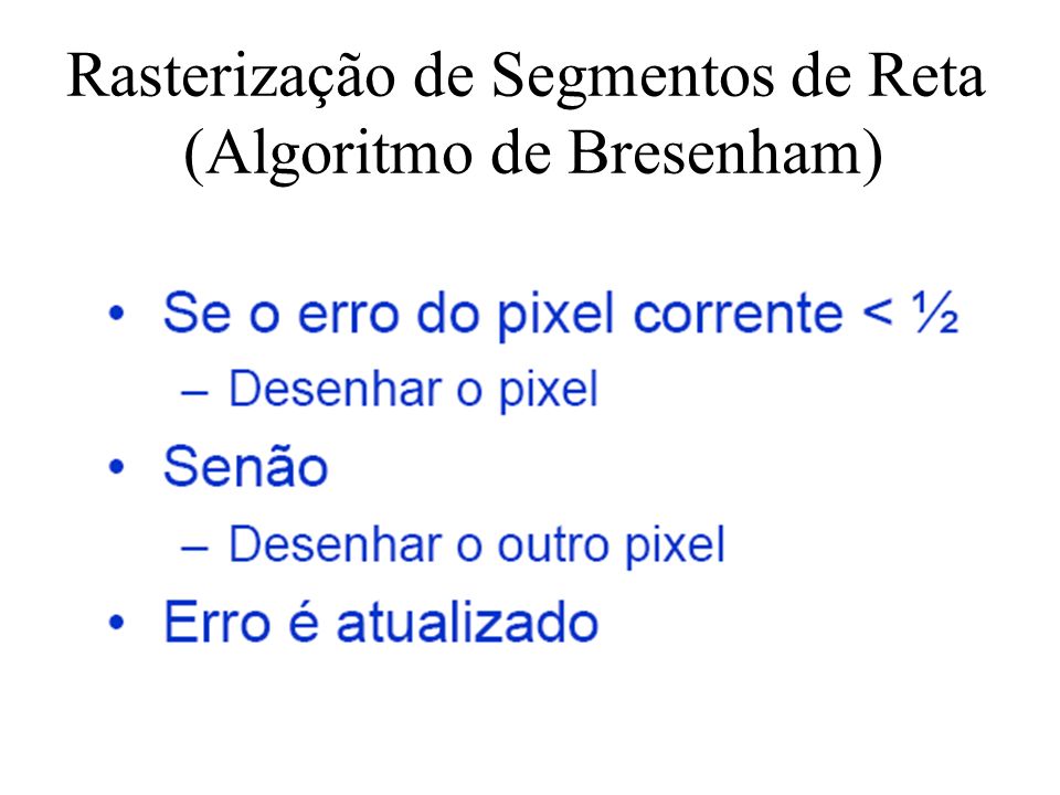 Rasterização de Segmentos de Reta (Algoritmo de Bresenham)