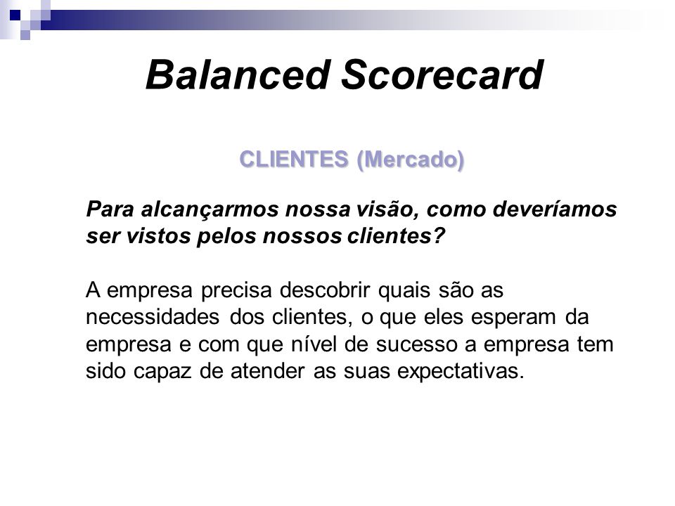 Balanced Scorecard CLIENTES (Mercado)