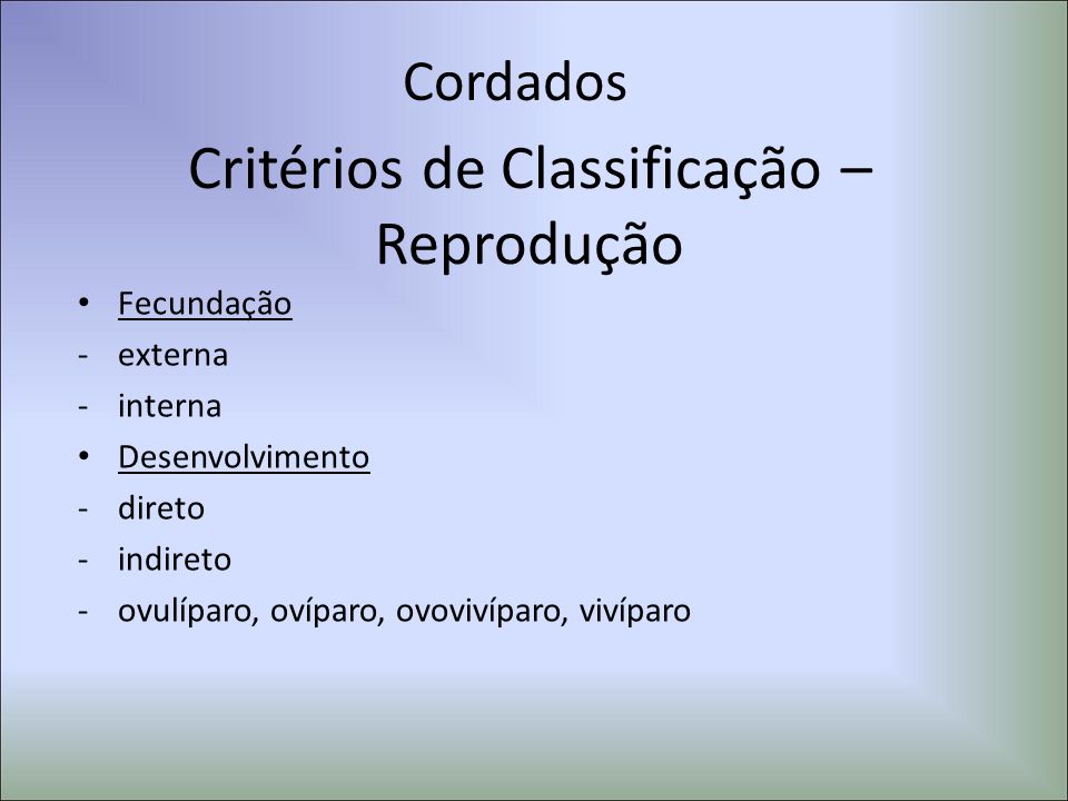 Critérios de Classificação –