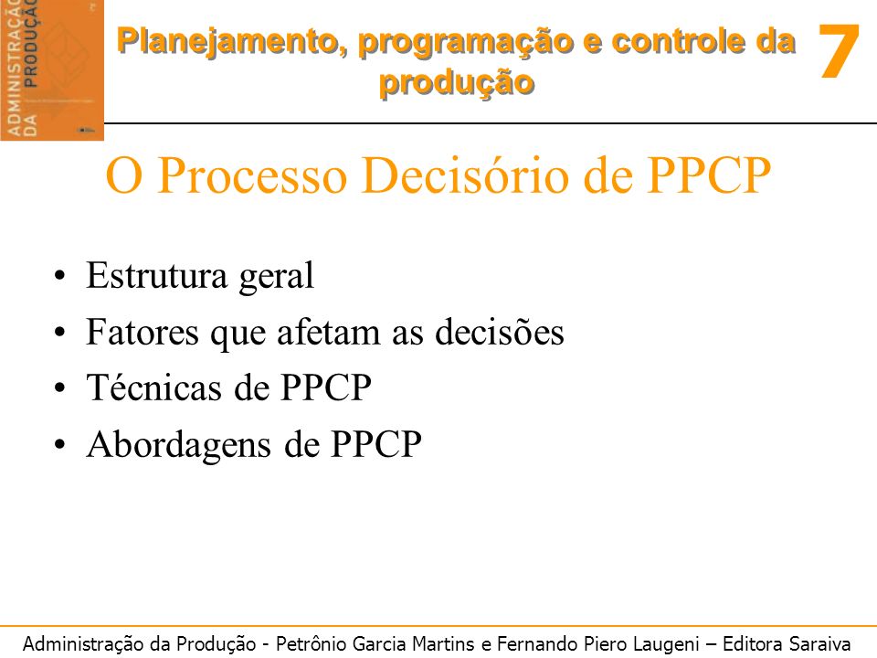 O Processo Decisório de PPCP