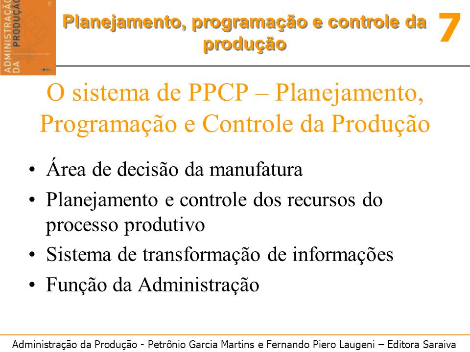 O sistema de PPCP – Planejamento, Programação e Controle da Produção
