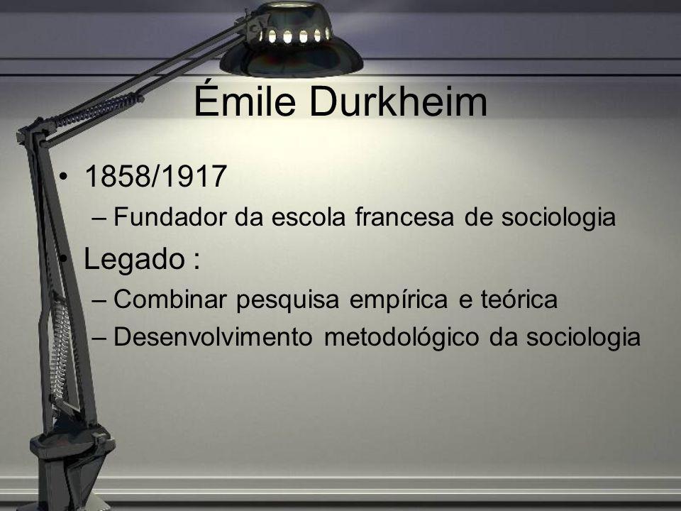 Émile Durkheim 1858/1917 Legado :