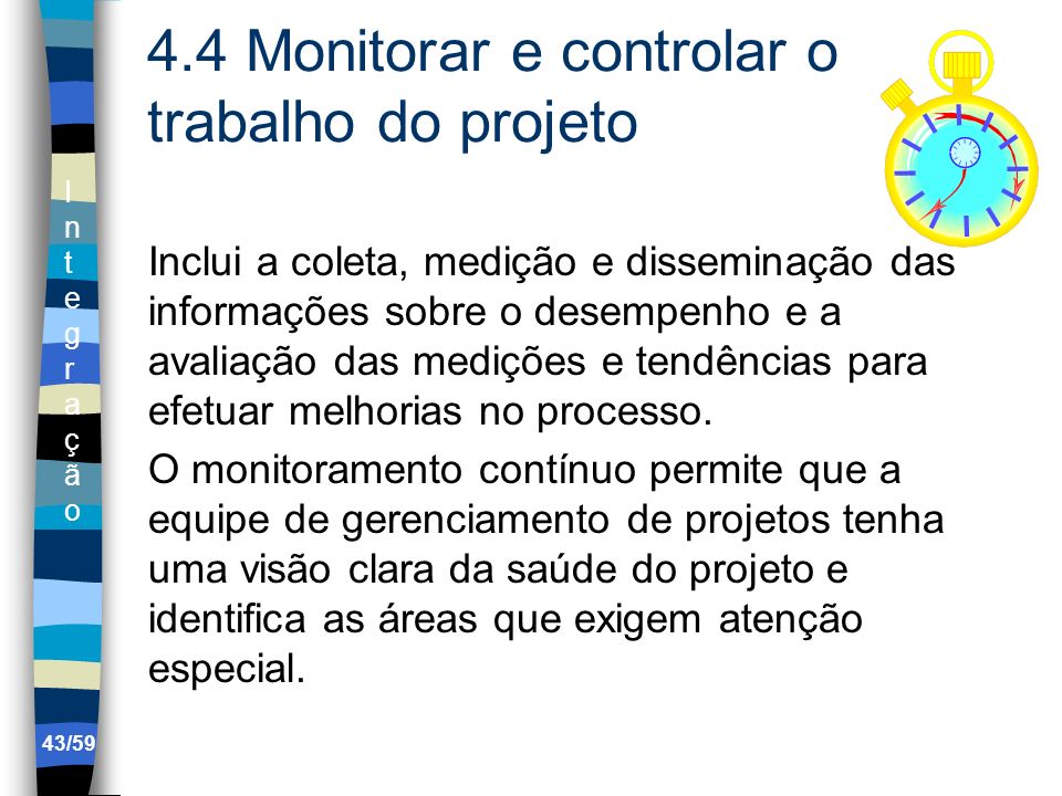 4.4 Monitorar e controlar o trabalho do projeto