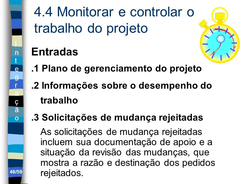 4.4 Monitorar e controlar o trabalho do projeto