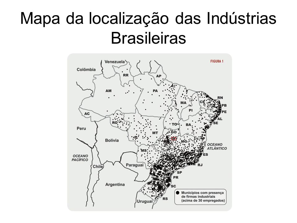 Mapa da localização das Indústrias Brasileiras