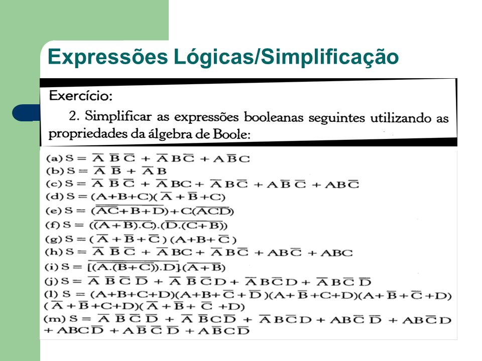 Simplificando Expressões Booleanas 