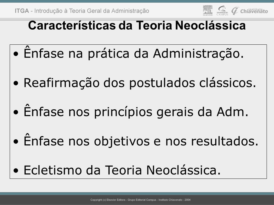 Características da Teoria Neoclássica