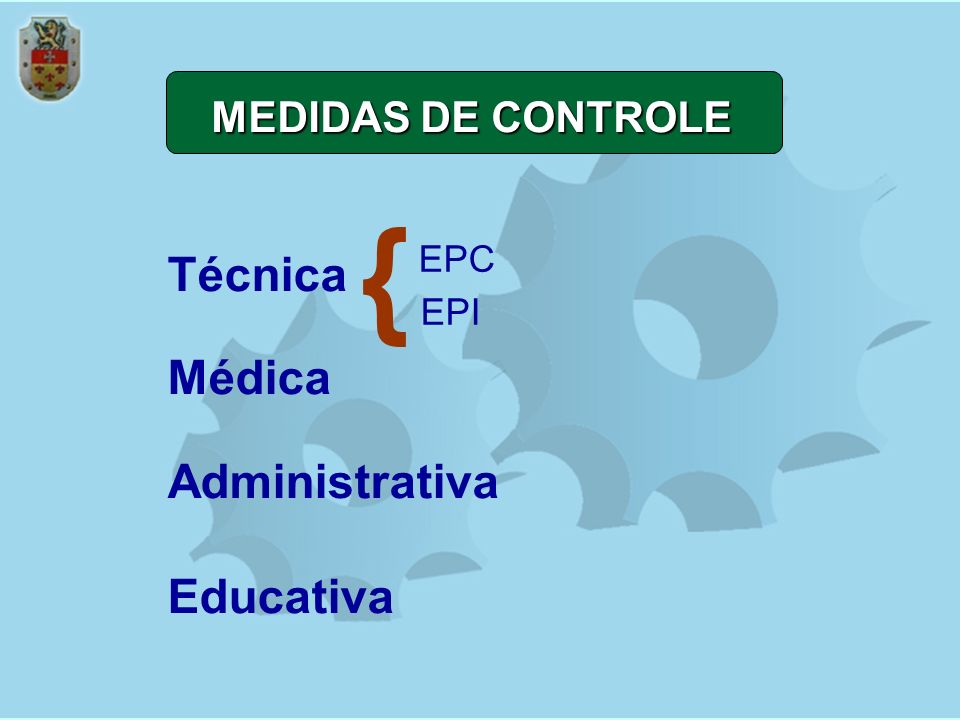 MEDIDAS DE CONTROLE { EPC Técnica Médica Administrativa Educativa EPI