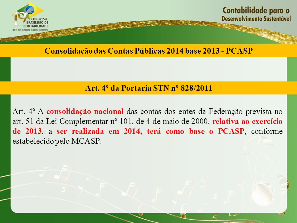 Consolidação das Contas Públicas 2014 base PCASP