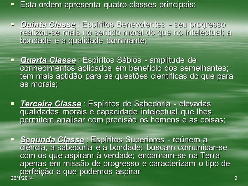 Esta ordem apresenta quatro classes principais: