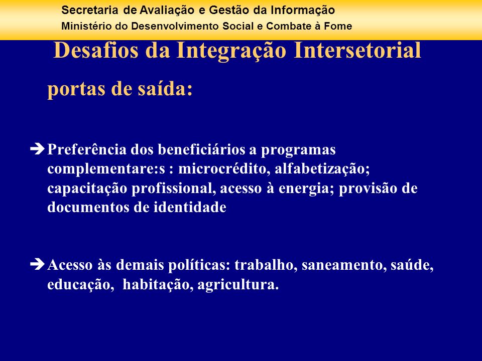 Desafios da Integração Intersetorial