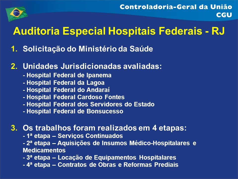 Auditoria Especial Hospitais Federais - RJ