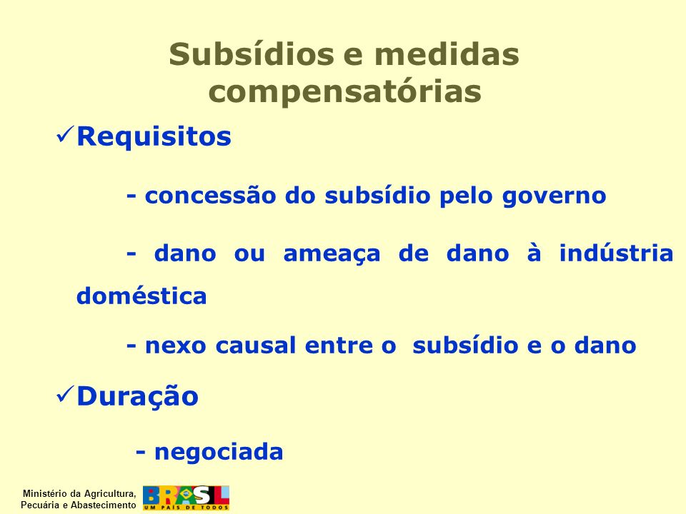 Subsídios e medidas compensatórias