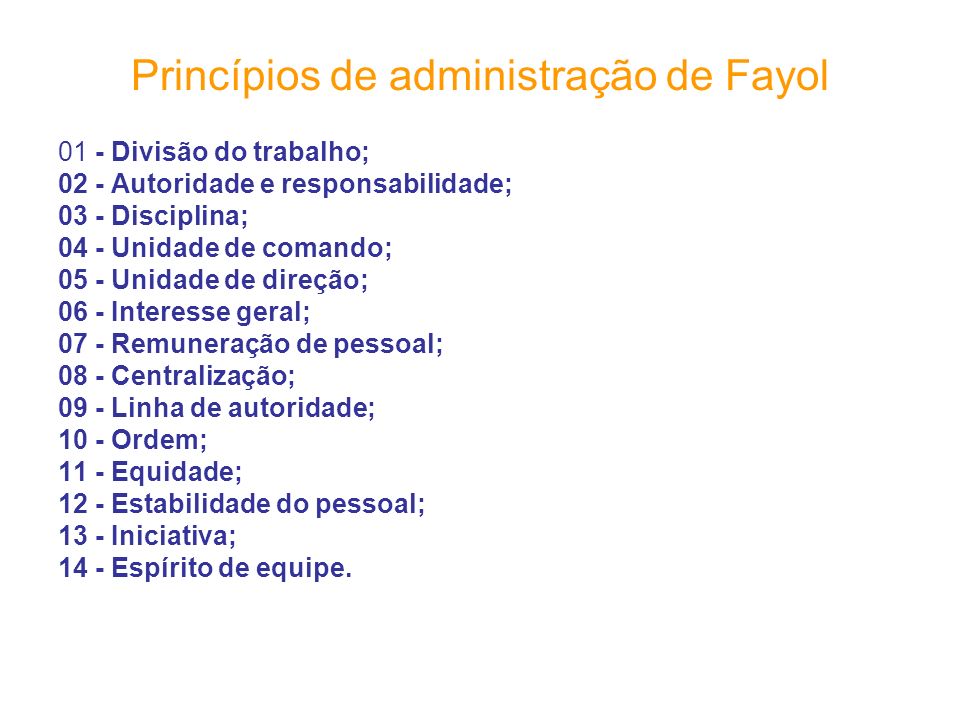 Princípios de administração de Fayol