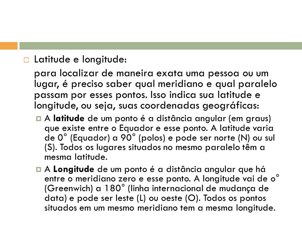 Latitude e longitude: