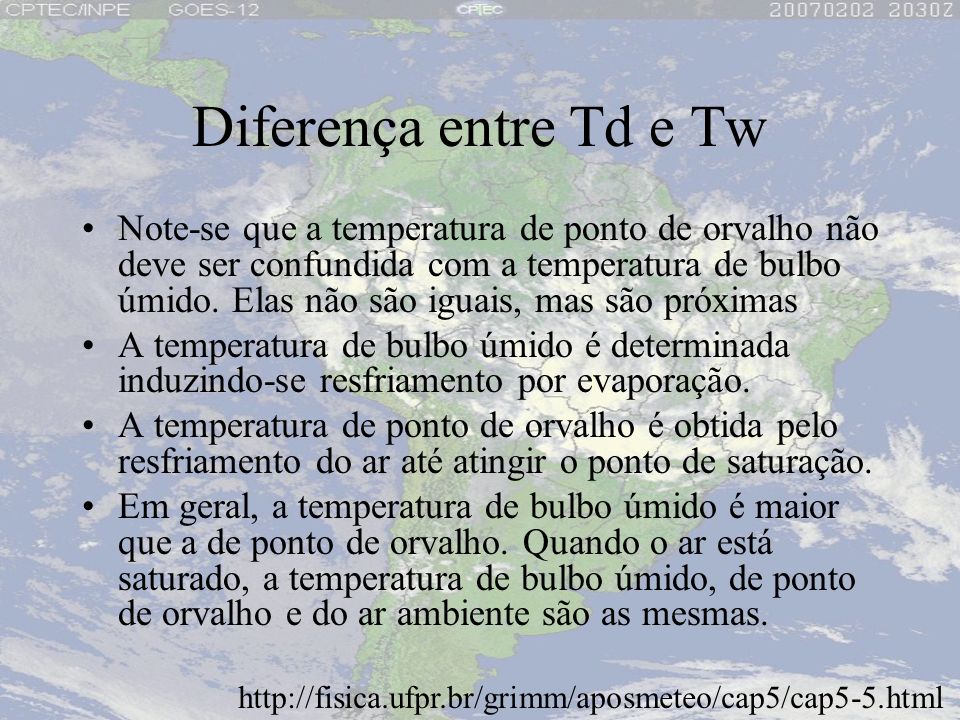 Diferença entre Td e Tw