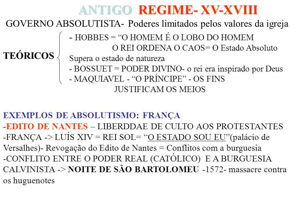ANTIGO REGIME- XV-XVIII