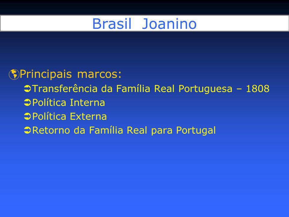 Brasil Joanino Principais marcos: