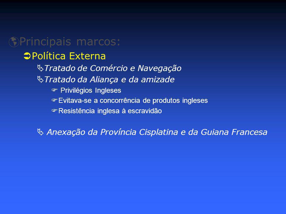Principais marcos: Política Externa Tratado de Comércio e Navegação