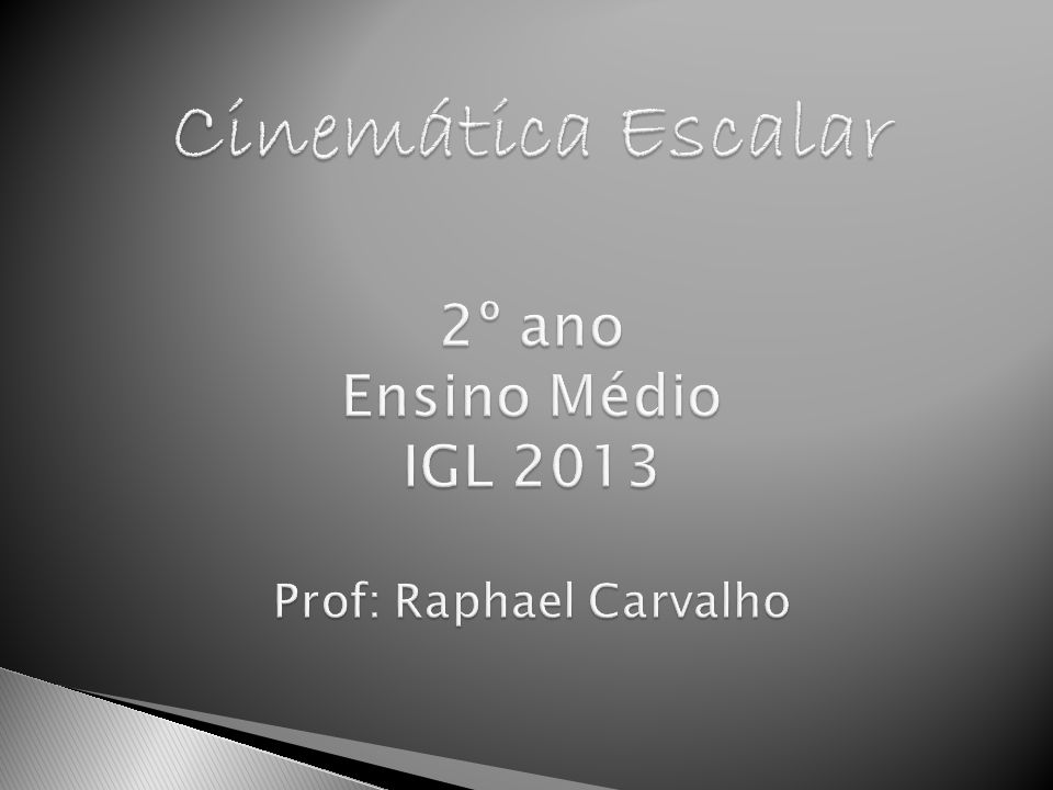 Cinemática Escalar 2º ano Ensino Médio IGL 2013 Prof: Raphael Carvalho