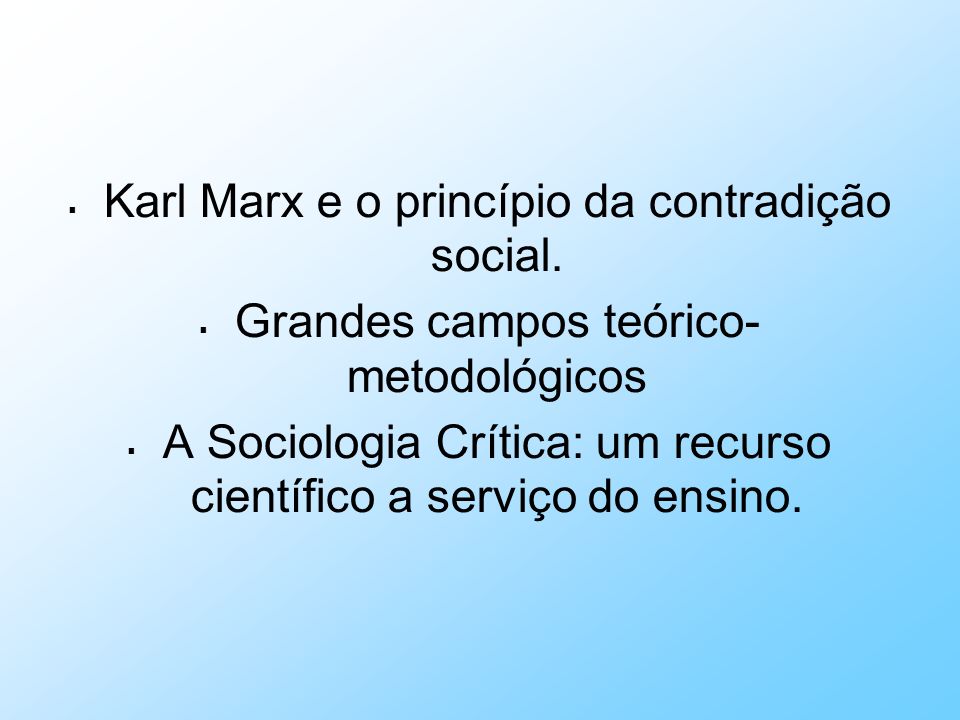 Karl Marx e o princípio da contradição social.