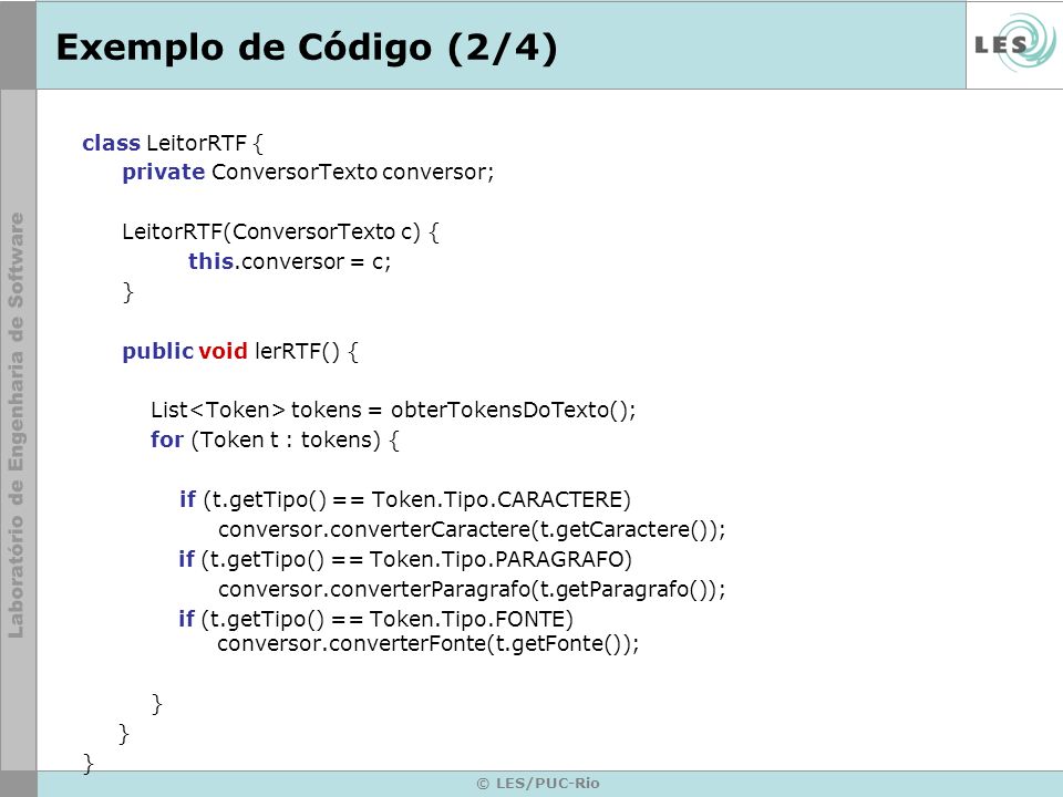 Exemplo de Código (2/4) class LeitorRTF {